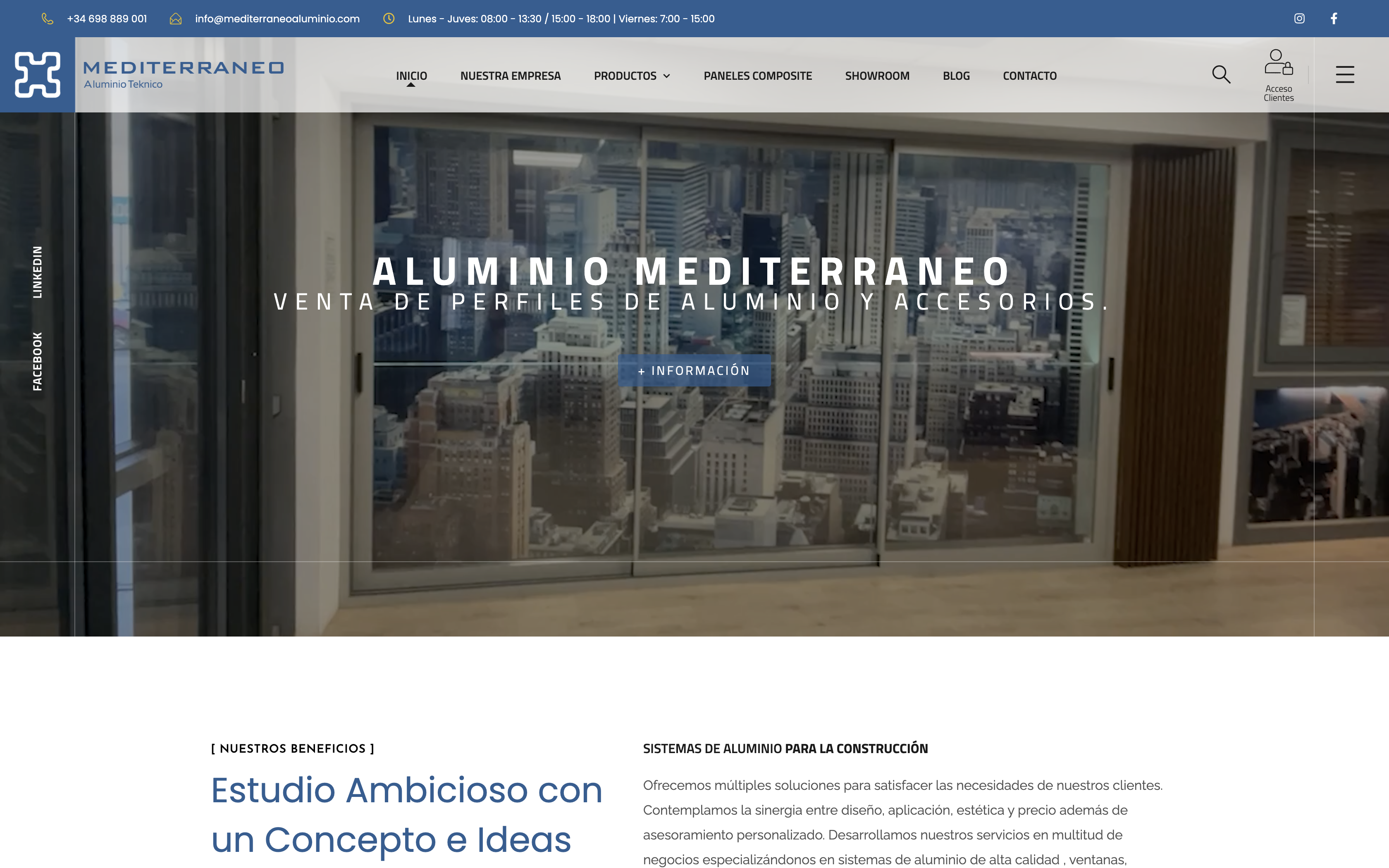 Diseño web en Murcia y Alcantarilla, Mediterraneo Aluminio