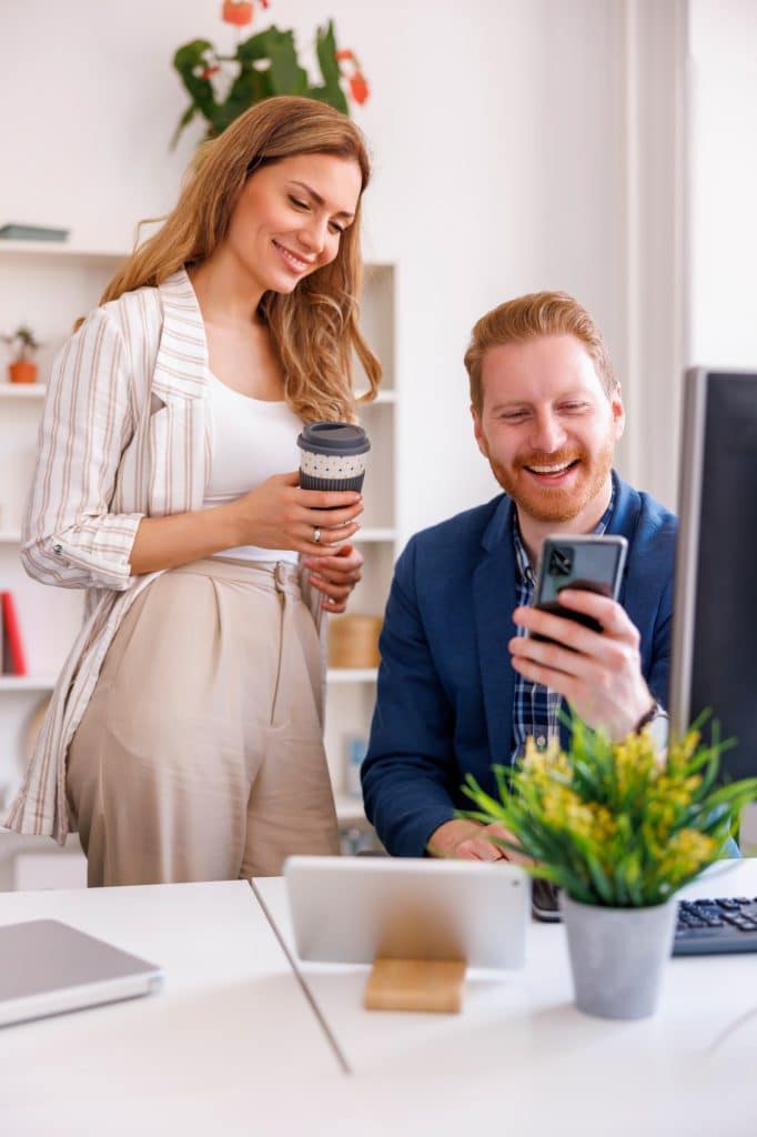 Colleagues working together in an office